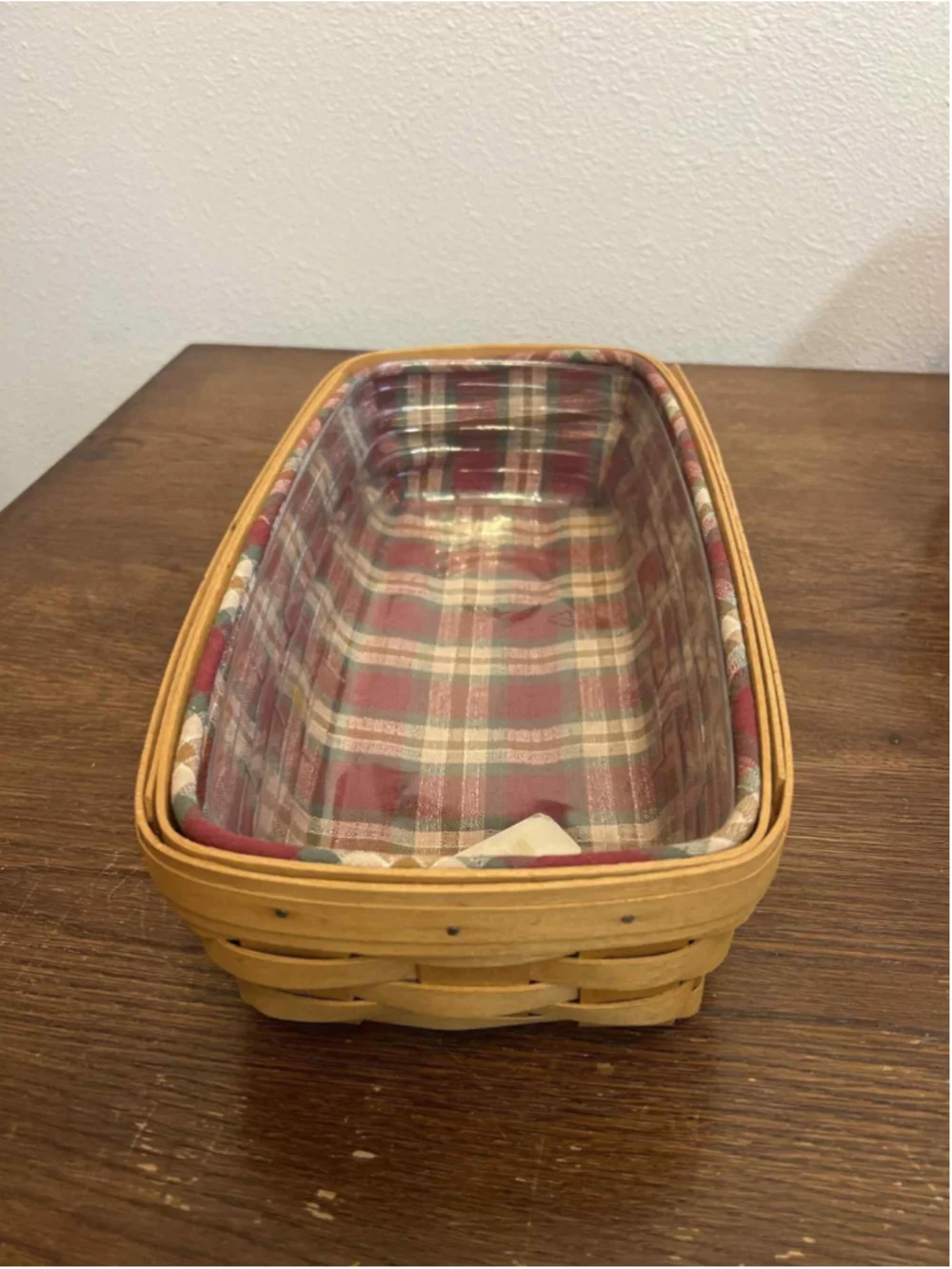 Longaberger Holiday Basket Plaid Liner & Protector Signed Handmade USA 2000